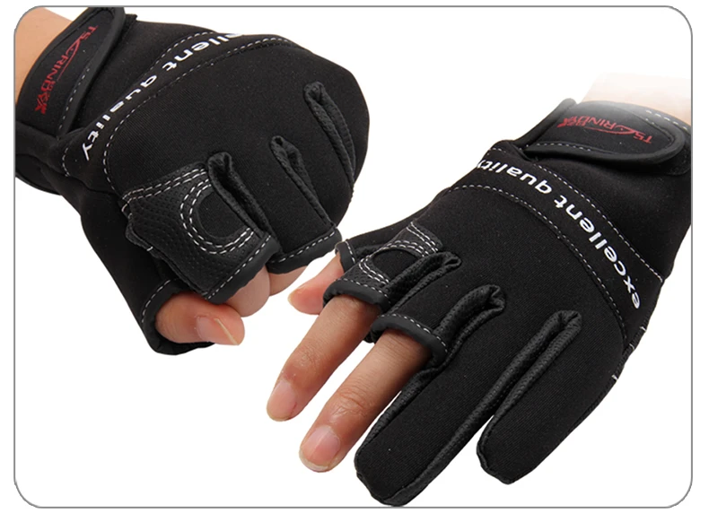 TSURINOYA High Quality 1pair LXL Size Three Fingerless Fishing Gloves Anti-Skid Breathable Sports Gloves Lure Fishing Tackle  (6)