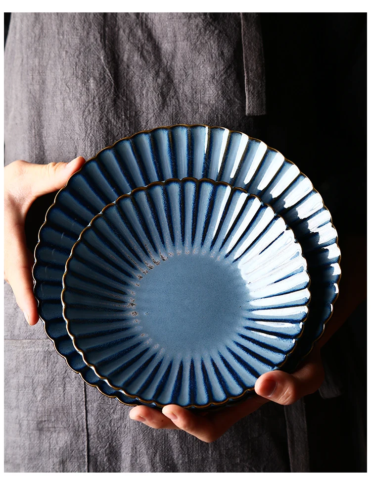 Скандинавский простой, но элегантный набор керамической посуды Fambe глазурь Ретро Хризантема керамическая посуда тарелка домашнее блюдо