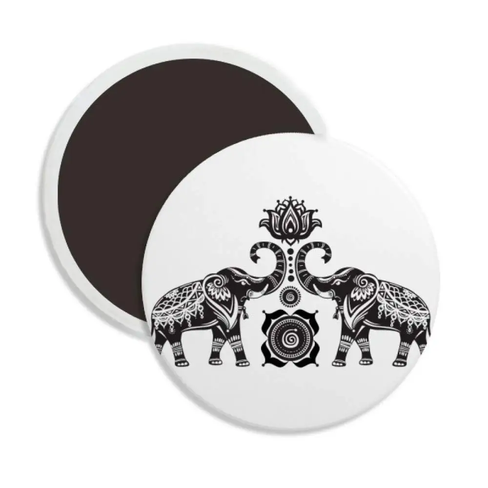 

Paint Elephant Friend Two Happy Circle Ceramics Fridge Magnet 2pcs