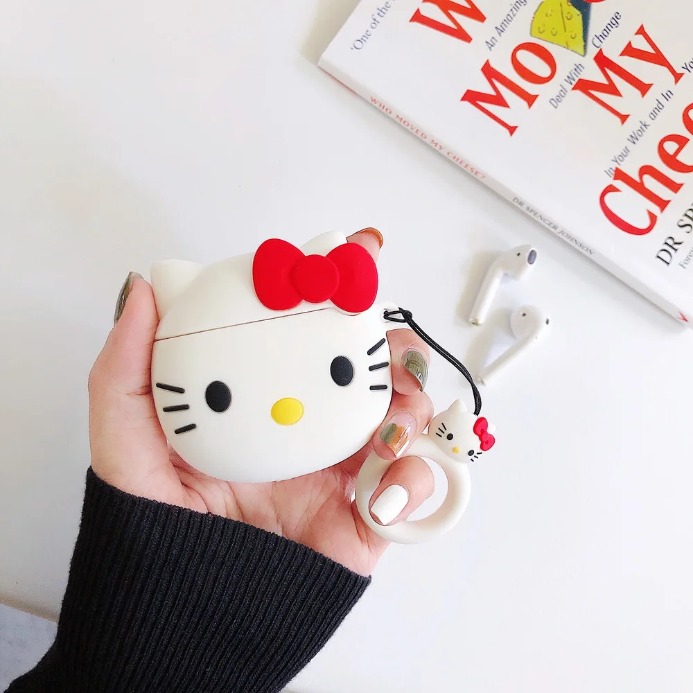 3D SOFT Silicone cute HELLO-KITTY cartoon case for Airpods cute cartoon lovely gift for Apple Airpods2 bluetooth earphone case