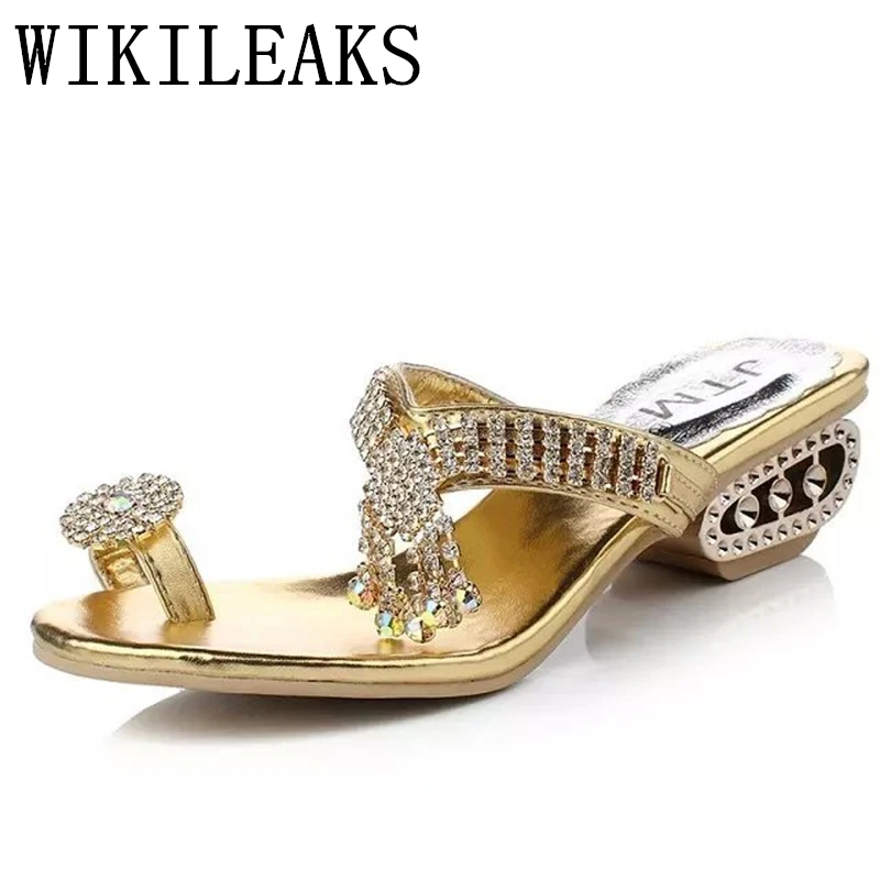 gold rhinestone flip flops