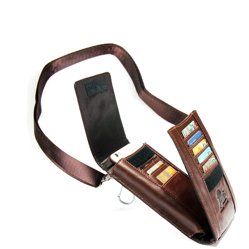 

Men Card Holders Genuine Leather Wallet Large waist bolsos Fashion belt bag Multifunction Credit Card Mobile Bag Purse carteira