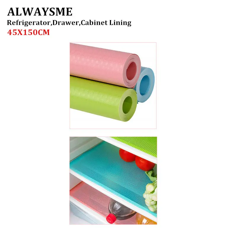 

ALWAYSME 45X150CM EVA Can Be Cut Refrigerator Cabinets Drawers Table Shelves Lining Liner Mats Pads Extend Life Prevent Spoilage