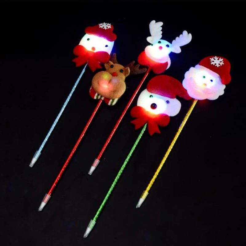 5 шт. плюшевая шариковая ручка Санта Клауса креативная Электронная светодиодная лампа ручка канцелярские принадлежности с рождественской тематикой Рождественский подарок для ребенка