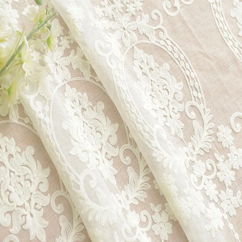 

white lace curtains for short kitchen blinds Voile curtains embroidery cortinas door short flower tulle curtains for living room
