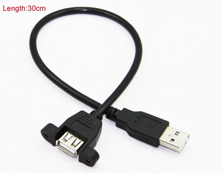 Bochara USB 2,0 Удлинительный кабель папа-мама с винтовым креплением на панель из фольги+ Плетеный экранированный 30 см 50 см 1 м 2 м 3 м 5 м