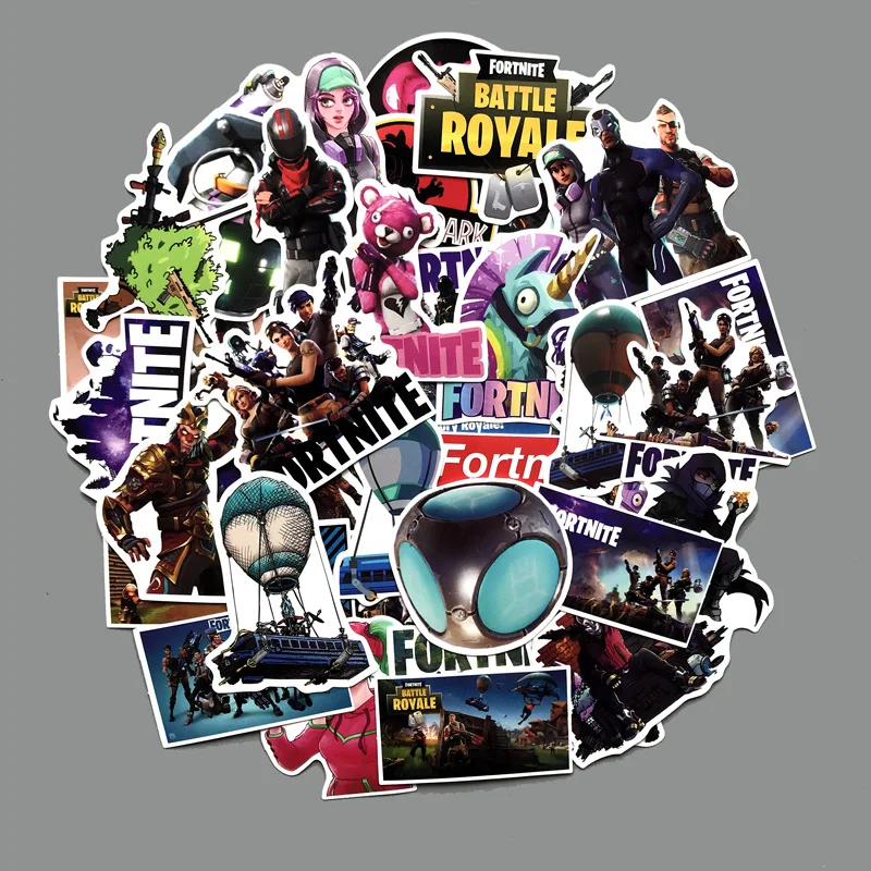 

50 Pcs/pack Fort Night DIY Sticker on Travel Case Laptop Skateboard Guitar Fridge