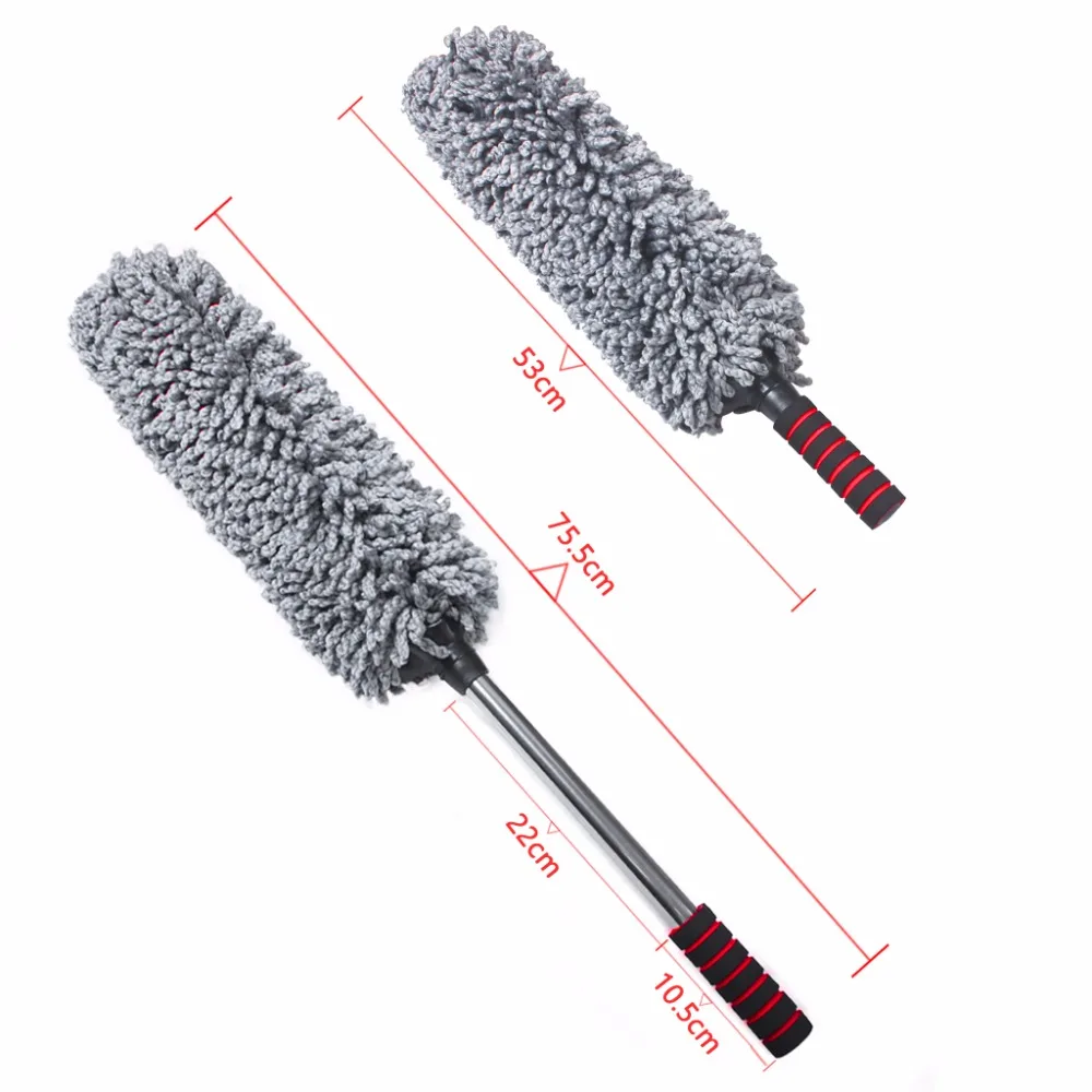 Microfiber Car Cleaning Duster Lint Wax Polishing Tool Extendable Handle (2)