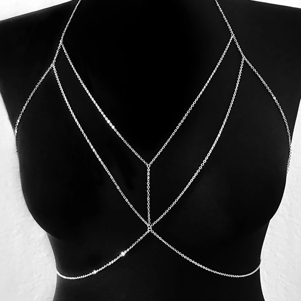 

Gold/Silver Beach Chain Body Jewelry Charming Rhinestone Cross Body Chain Crystal Body Chain