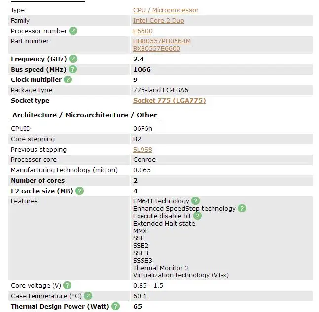 Процессор Intel E6600 для настольных компьютеров процессор 2 M/2,4 GHz/1066 FSB LGA 775 двухъядерный процессор