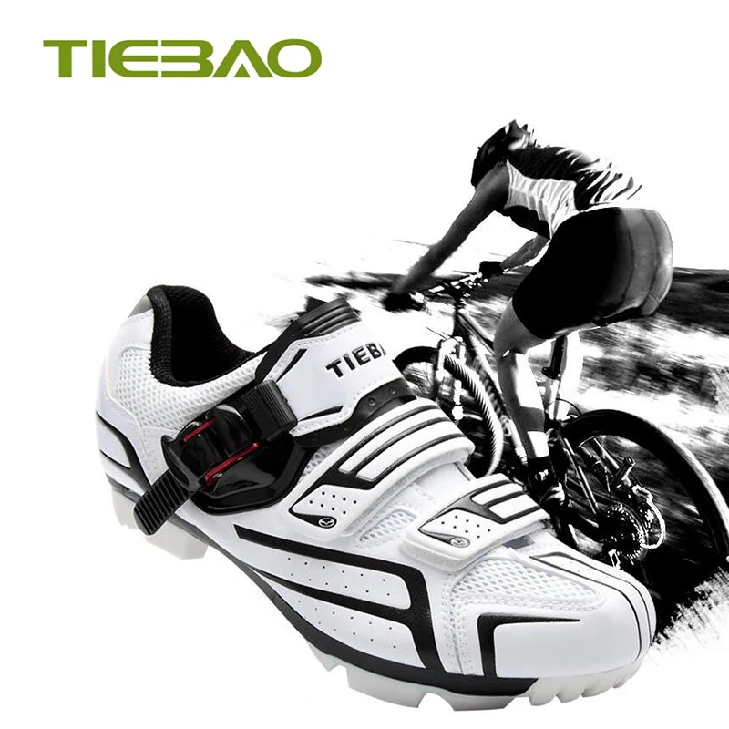 Tiebao profesional de las mujeres de los hombres de bicicleta ciclismo zapatos de auto-bloqueo MTB bicicleta de montaña zapatos transpirables zapatos pedales en MTB zapatillas de deporte