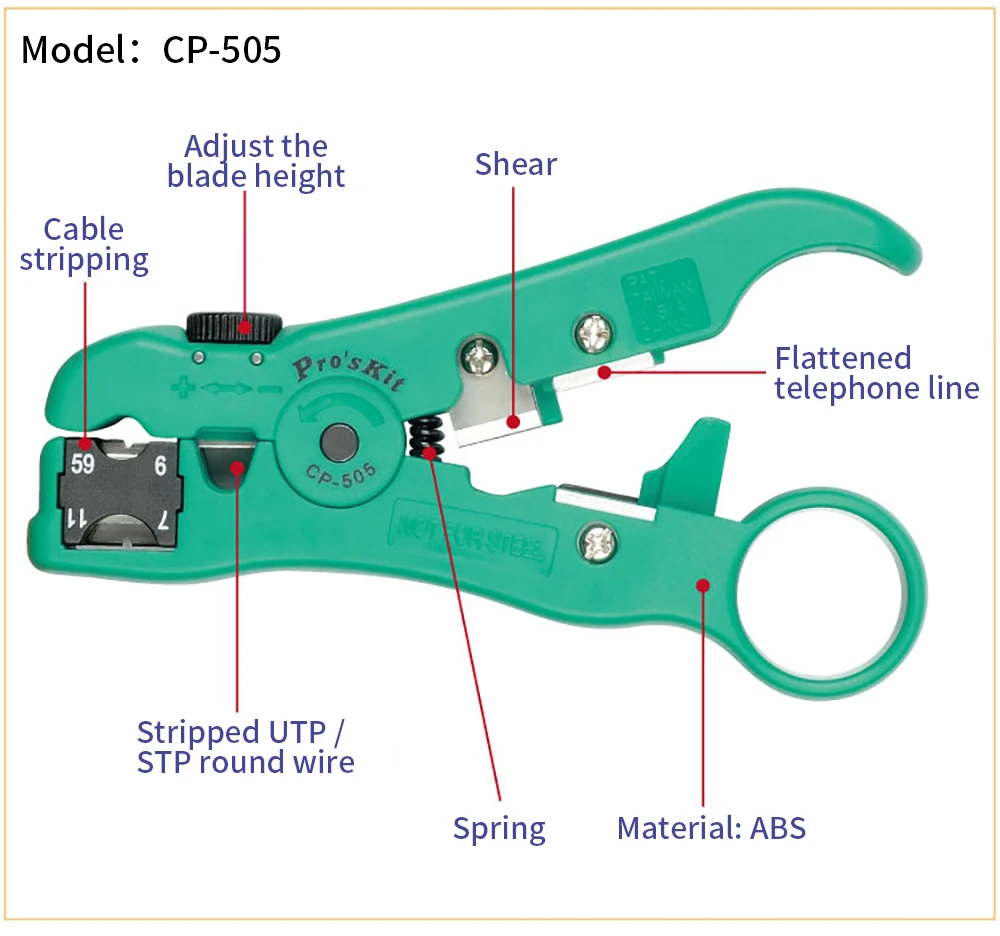 Pro'sKit CP-505 многофункциональный поворотный коаксиальный кабель резец инструмент RG-59 RG-6 RG-7 RG-11 4 P/6 P/8 P инструмент для зачистки проводов