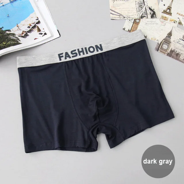 1 Pcs Large Loose Men Cotton Underwear Boxers Male Mid Waist Panties Breathable Wide Belt Plus Size Men's Boxer Shorts Cuecas - Цвет: C Dark Gray