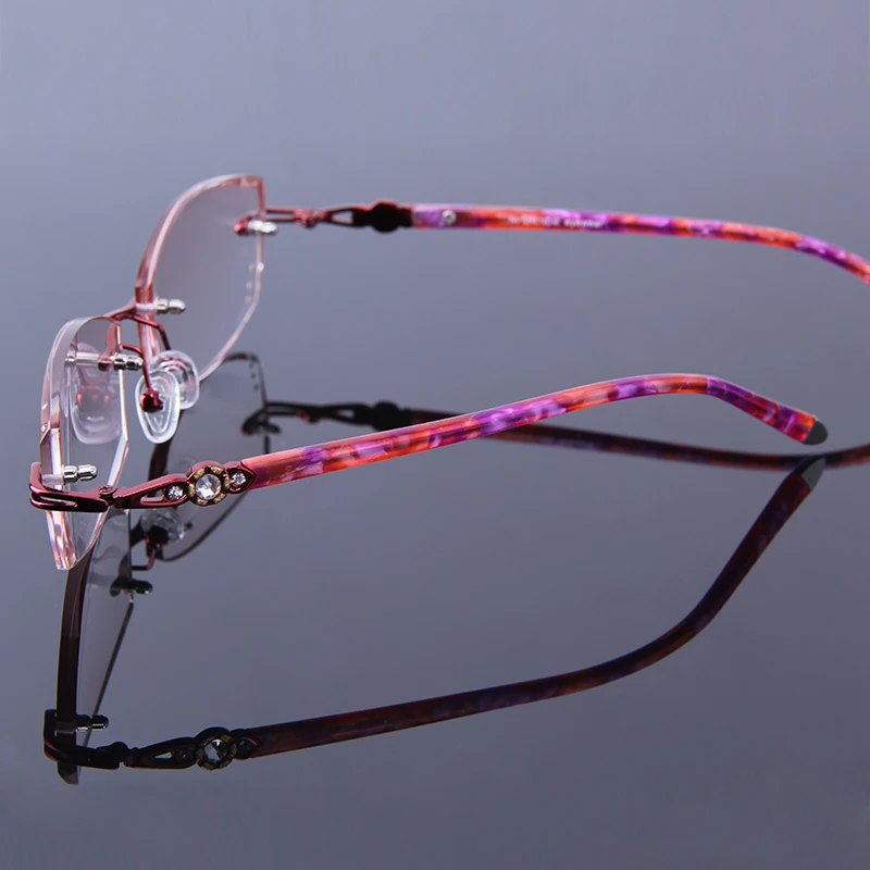Randlose Rot Hyperopie Presbyopie Rahmen Frauen Linsen Lesebrille Brillen Strass Optische Weibliche Frau Gläser Getönt rtO0rqwY