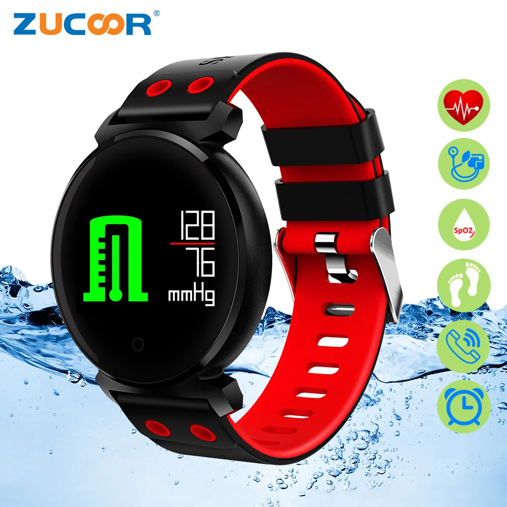 Zucoor умный Браслет Heart Rate Мониторы IP68 Водонепроницаемый группа Шагомер трекер