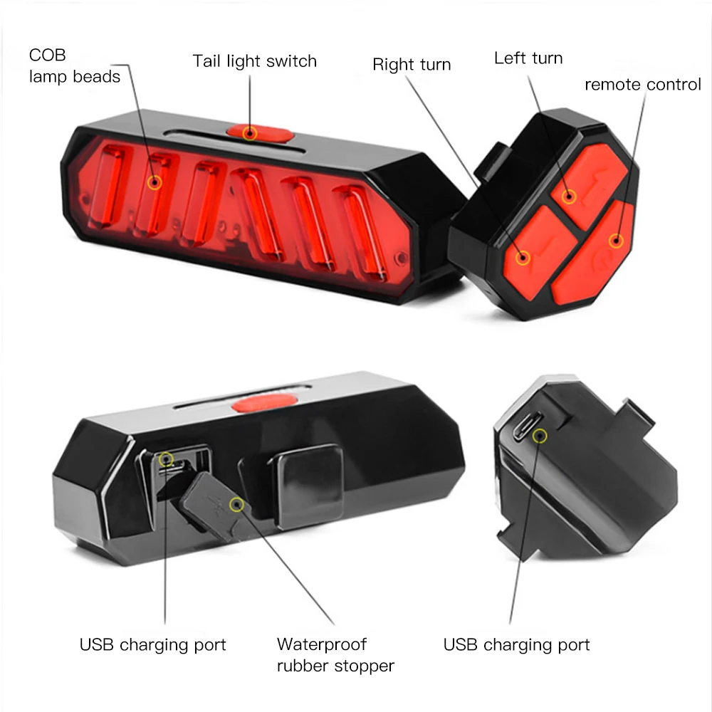 Умный пульт дистанционного управления поворотник задний фонарь для велосипеда USB велосипедный фонарь беспроводной светодиодный задний фонарь для велосипеда также для электрических скутеров