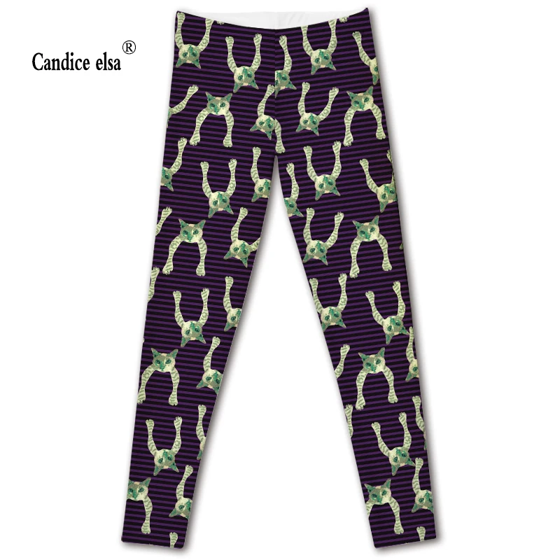 CANDICE ELSA women leggings elastic fitness legging cat