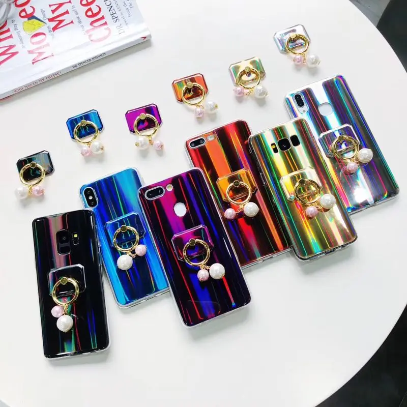Для iPhone 6 s 7 8 plus X XS MAX XR для Samsung galaxy s6 s7 edge s8 s9 note 9 Блестящий лазерный чехол телефона|