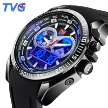 2016 Male Watches Luxury Top Brand TVG New Black Silicone Best designer Men Quartz Watch Dual Display LED Wristwatches relojes