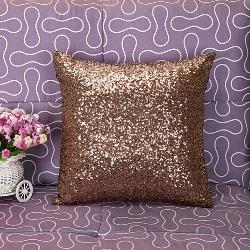 2016 New Solid Color Glitter Sequins Throw Pillow cover Cafe Home Decor Cushion Covers quality