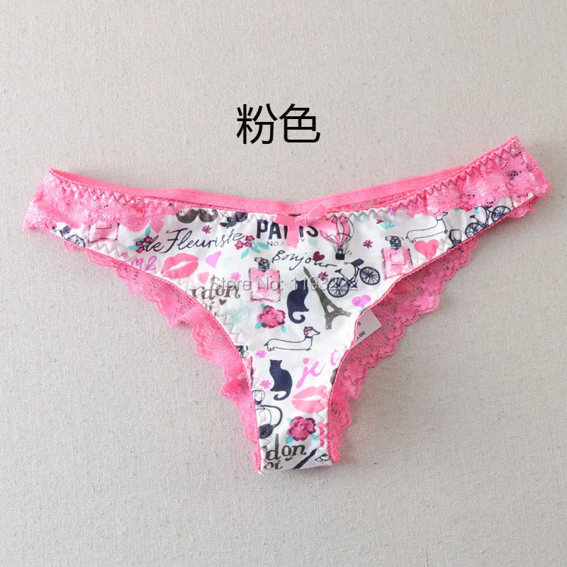 Милые сексуальные XXS-L для девушек Harajuku Kawaii, розовые кружевные трусы с цветочным принтом и низкой посадкой, стринги, нижнее белье, стринги