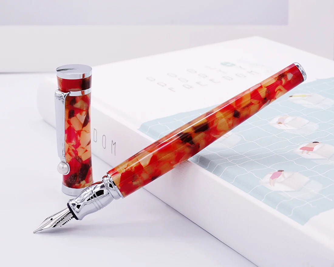 Escritório de Negócios em Casa Fuliwen Celulóide Caneta Fonte Maple Folha Laranja Fino Nib Moda Escrita Presente Material Escolar 7 de negócios em casa material escolar