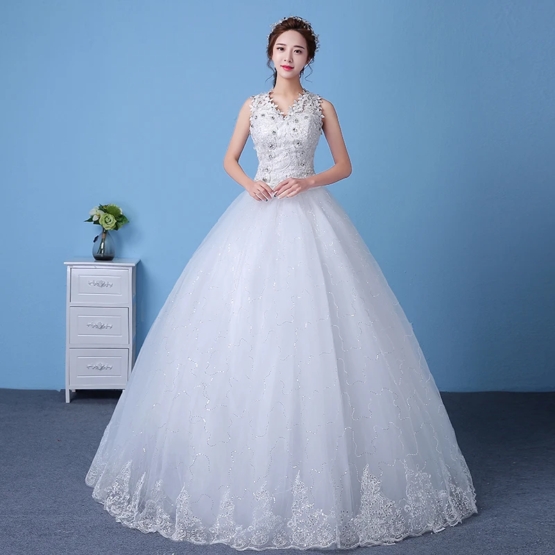 

Red/White Lace Up Wedding Dress Embroidery Bride Wedding Dresses 2019 New Ball Gowns Princess Dresses