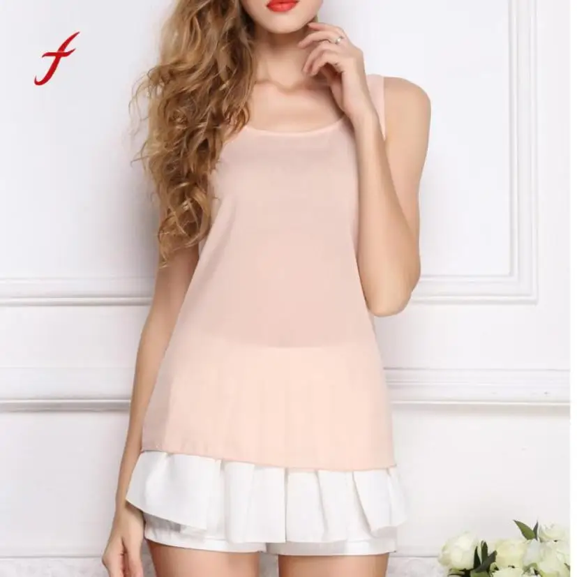 

Feitong Plus size summer off shoulder top Women sleeveless chiffon blouse Ladies korean fashion clothing