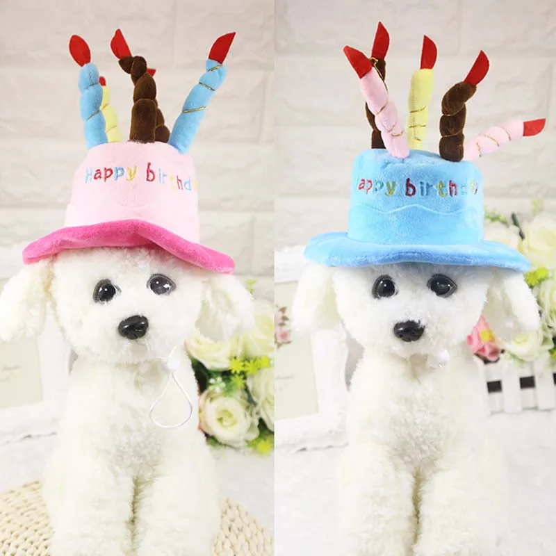Для кота собаки домашнего животного счастливая поздравительная открытка с тортом и 5 красочные свечи Дизайн Аксессуары к костюму для Косплей Головные уборы для Щенки