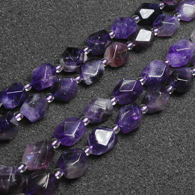 

10x12mm Natural Faceted Rectangle Cuboid Amethyst Beads For Jewelry Making Beads Bracelets 15'' Needlework DIY Beads Trinket
