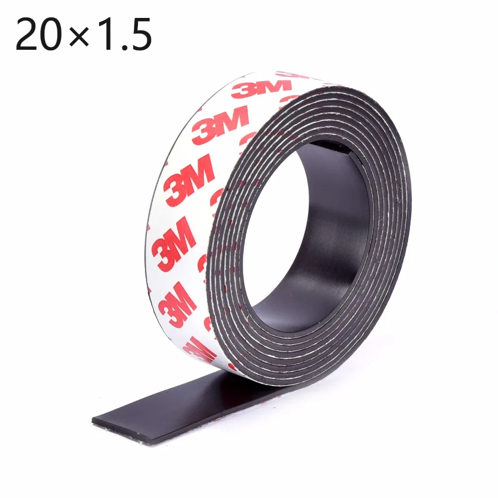 

5 Meters self Adhesive Flexible Magnetic Strip 3M Rubber Magnet Tape width 20mm thickness 1.5mm Free Shipping 20*1.5