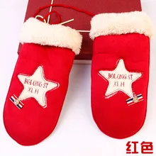 DoreenBow Fashion Women Man Winter Warm Gloves Fur Cashmere Velvet SuedeStar Christmas Gloves Couple Gift 1 Pair