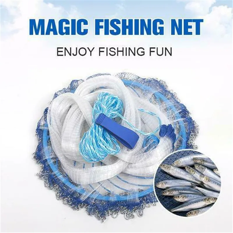 

Finefish Aluminum ring USA cast nets 2.4m -4.8m easy throw fly fishing net tool small mesh outdoor hand throw catch fish network