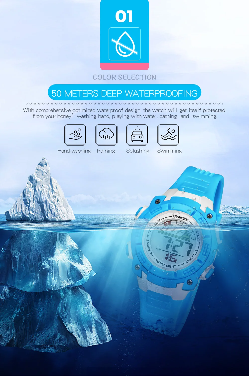 SYNOKE Reloj Infantil спортивный студент, дети, часы для детей часы для мальчиков детские светодиодные цифровые наручные часы электронные наручные