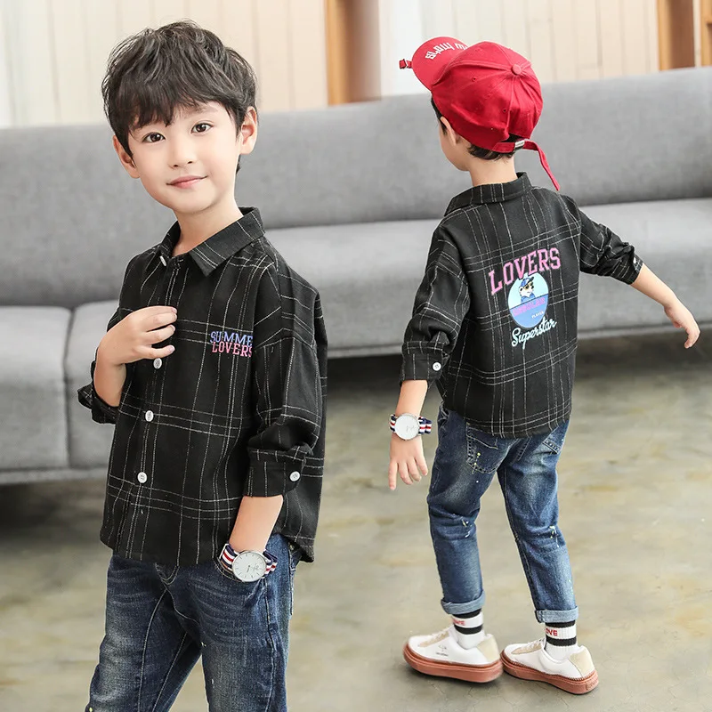 

Blouse For Boy 2018 New Casual Shirt Teenagers Kids Teens Back To School Long Sleeve Plaid Toddler Boy Clothing 5 6 8 9 10 11 12