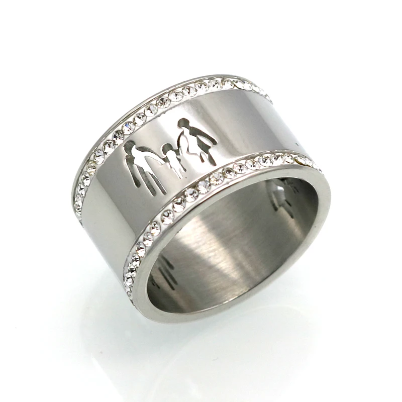 BORASI кольцо из нержавеющей стали для взрослых и детей ручной работы (семья трех