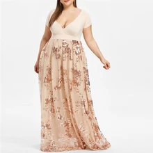 Womail, летние новые платья, женские платья большого размера с v-образным вырезом, с коротким рукавом, с цветком, с блестками, Сетчатое платье, вечерние платья, Прямая поставка, Apr9