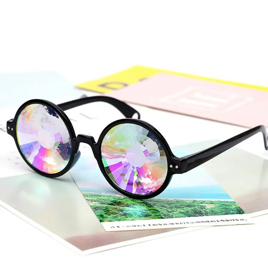 

Kaleidoscope Colorful Glasses Rave Festival Party EDM Driving Sun Glasses Trendy Sports Fishing Sunglasses UV Protection#LD