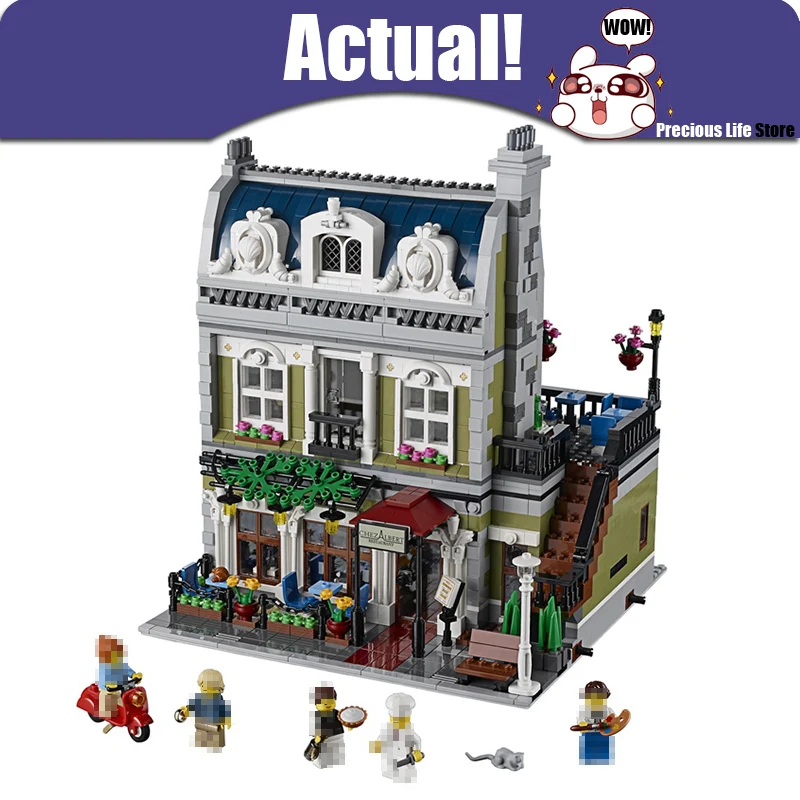

LEPIN 15010 Parisian Restaurant Street View Creator Building Blocks Bricks Toys For Kids Model Compatible with legoINGly 10243