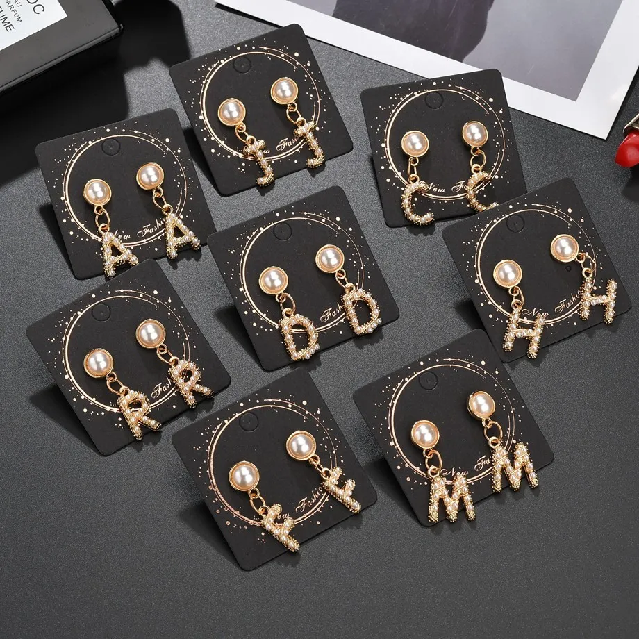 

Pearl Letter Earrings Personality Charm Lady Gold Letter Pendant Earrings Sweet Lady OL Style Summer Vacation Fashion Jewelry
