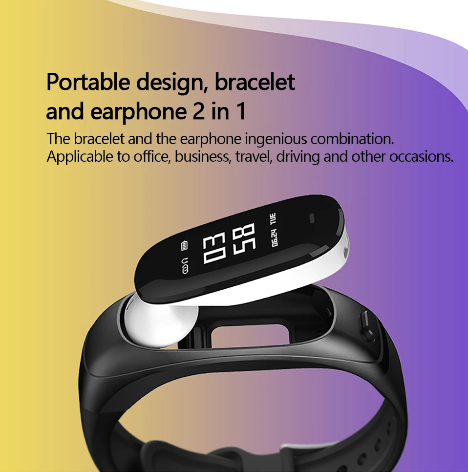 Smart band V08 Smart Watch Bracelet Waterproof Earphone Sensor Fitness Tracker Heart Rate Test  Smart Talk Band For Android ios (5)