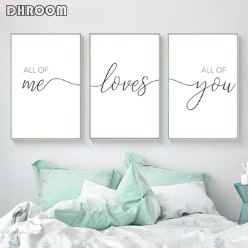 

Nordic Minimalist All of Me Loves All of You Posters Print Couple Quotes Canvas Painting Nursery Wall Pictures Bedroom Decor