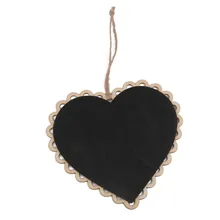 1 Uds Oval forma de corazón de madera cuadrada señal de mensaje con colgar Mini pizarra Vintage pizarra cadena decoraciones de fiesta de boda