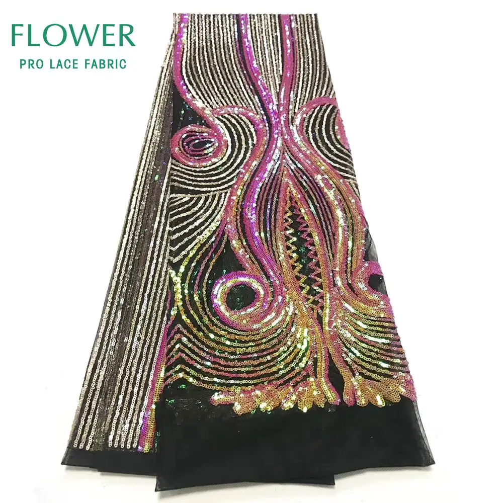 

Special Sequined Tulle Mesh Lace Fabrics 2019 Latest African Guinean Embroidery Women Wedding Prom Sequins Voile Laces Material