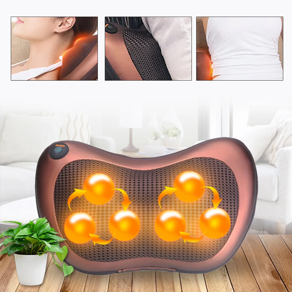 

8/6/4 Head Shiatsu Massage Cushion Back Neck Massager Home Car Waist Body Electric Multifunctional Massager Relaxation Pillow