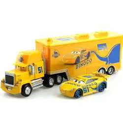 Disney Pixar Автомобили № 51 мак грузовик + маленький автомобиль Dinoco Крус Рамирес Металл игрушечных автомобилей для детей 1:55 Свободные фирменная