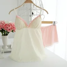 Новая летняя Женская милая Пижама с подкладом для груди, сексуальная шелковая пижама, женская пижама