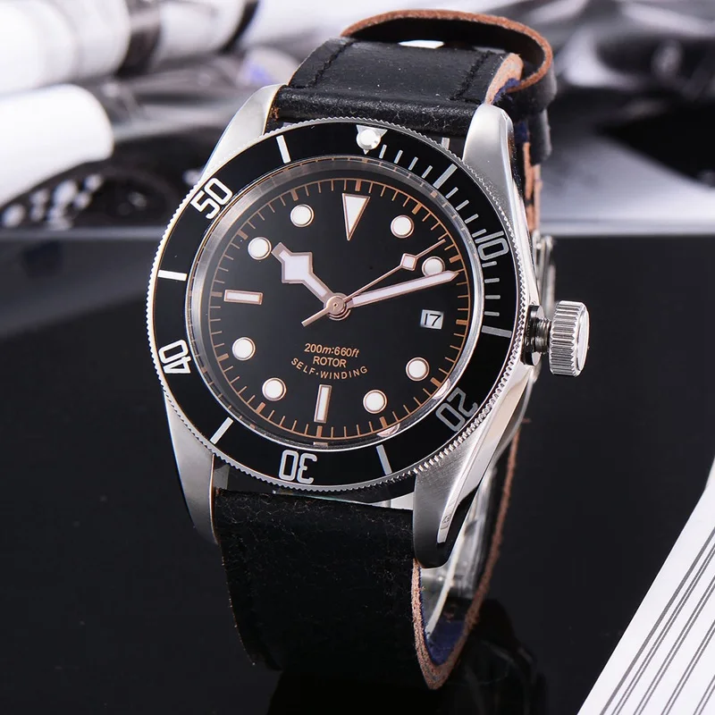 

Corgeut 41mm Mens Automatic Watch, Black Sterile Dial Bezel Rosegold Marks Sapphire Glass Miyota 8215 Movement WCA2010BR
