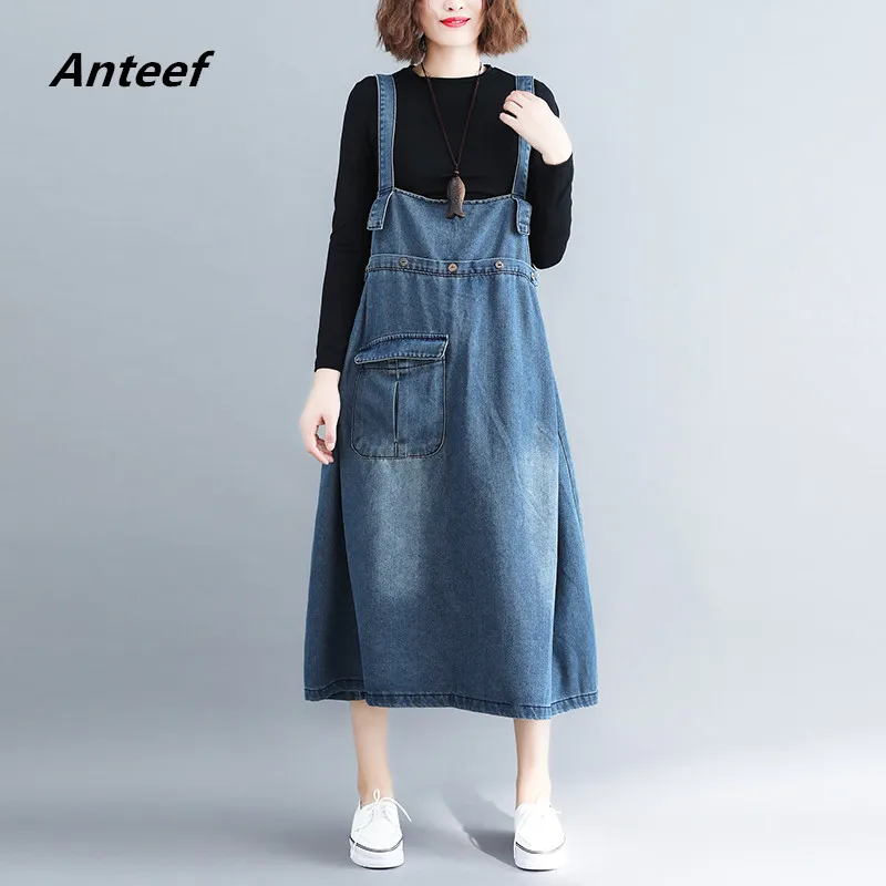 

sleeveless plus size vintage women casual loose long denim summer spring dress elegant clothes 2019 ladies dresses sundress