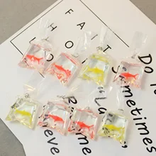 10 шт прозрачные полимерные Подвески «Золотая рыбка» маленькая рыбка в мешке для воды ювелирные изделия кулон сумка для рыбы серьги кулон ручной работы DIY материал